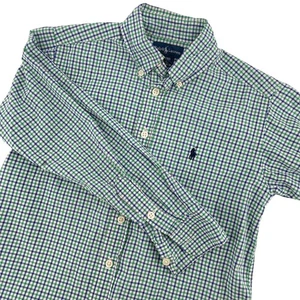 Ralph Lauren Button Down Shirt Checkered Long Sleeve Kids Size 8 - Picture 1 of 5