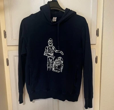 Sudadera con capucha Uniqlo UT Star Wars (boceto C‐3PO y R2‐D2) - azul marino, talla M Foto 1 de 4