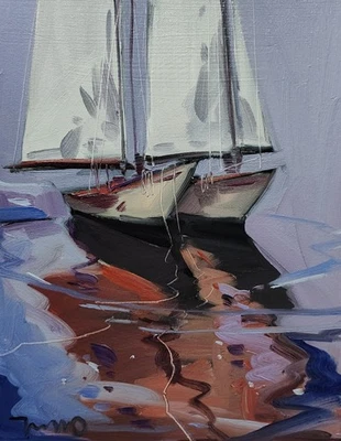 Impresión de Bellas Artes José Trujillo 16x20" Coleccionable Artista Veleros Mar Náutico Foto 1 de 4