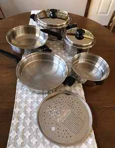 Vintage Lifetime T304 SS Edelstahl 12 Elemente Solarkappe 8 Stück Kochgeschirr Set - Bild 1 von 11