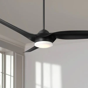 54" Casa Vieja Sierra Matte Black Damp LED Ceiling Fan with Remote - Picture 1 of 8
