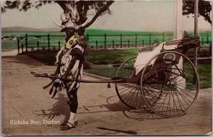 c1910s DURBAN, South Africa RPPC Postcard "Ricksha Boy" Hand-Colored Real Photo - Picture 1 of 2