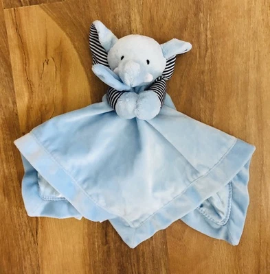 Manta de seguridad Carters Blue Elephant Lovey con sonajero ribete satinado trasero 15 pulgadas Foto 1 de 4