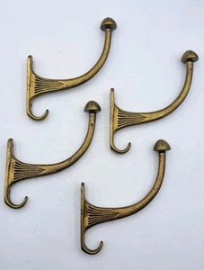 Antique/Vintage Hat or Coat Hooks Bathroom Cast Brass Hook Old Hardware Lot of 4 - Picture 1 of 14