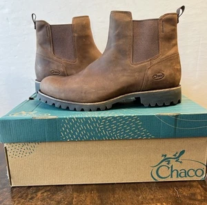 Chaco Men's Fields Chelsea US 13 M Chestnut Brown Leather Waterproof Boots NIB - Picture 1 of 12