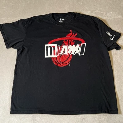 NBA Miami Heat The Nike Tee Basketball T-Shirt Black Loose Fit Men's Size XXL - Image 1 of 4