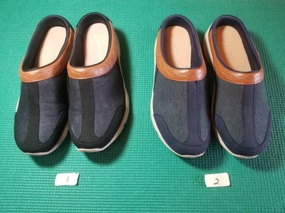 Easy Spirit Mujer TALLA 7M Denim Azul/Marrón O Negro TravelCoast Mules Sin Cordones Foto 1 de 4