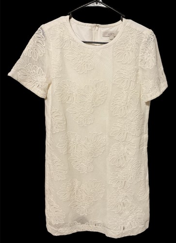 PALM ANGELS Abito Ann Taylor Loft Avorio Floreale Pizzo Copertura Fodera Palma Taglia SMALL.