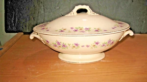 Homer Laughlin Eggshell Georgian Oval Covered Casserole Dish Vtg 40s Vegetable - Picture 1 of 7