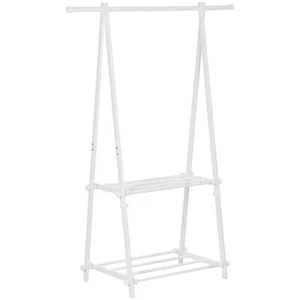 HOMCOM 40KG Percha Independiente de Acero con 2 Estantes Armario Abierto Blanco - Imagen 1 de 11