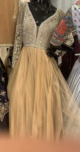 Indian dress Maxi Embroidered, pearls, beads, sequin party, wedding M - Picture 1 of 8