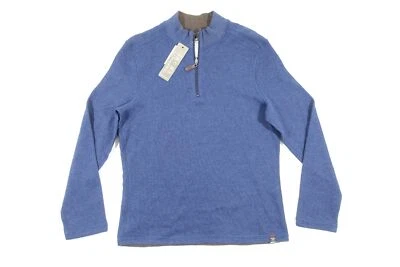 JACHS CM46-396-JM7 BLUE BROWN LARGE HALFZIP MOCK NECK REVERSIBLE SWEATER NWT - Image 1 of 4