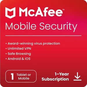 McAfee Mobile Security 2024 Antivirus VPN Android iPhone iOS 1 Device 1 Year