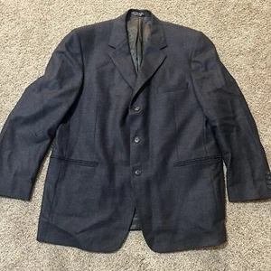 VINTAGE Tweed Sakko Navy Fischgrät Lammwolle Blazer 42R Klassisch Büro Sport - Bild 1 von 11
