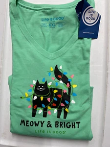 "Life is Good VERDE L/S CUELLO Vee Trituradora Ligera "LLAVES DE LA FELICIDAD"" Para Mujer Grande - Imagen 1 de 1
