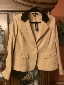 NWT Womens $298 ANNE KLEIN Beige Equestrian Themed BLAZER Size 14 - Picture 1 of 14