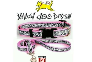 Yellow Dog Design Collar or Leash Chantilly Pink Polka Dots XS S M L Made USA - Picture 1 of 6