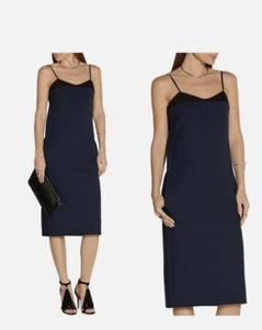 NINA RICCI MILANO MESH-TRIMMED BLUE STRETCH WOOL DRESS FR38 Us 6 - Picture 1 of 6