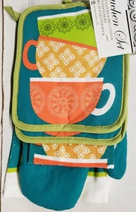 7-teiliges SET: 2 KANNEHALTER, 2 HANDTÜCHER, 2 GESCHIRRTÜCHER & 1 OFENHANDSCHUH, KAFFEETASSEN STAPELBAR, BH - Bild 1 von 10