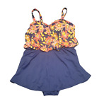 Denim Co Beach Floral Print Trendy Modern Swim Dress Size 8 Casual Swimwear