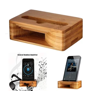 Für Handy Eckige Klammer Bambusholz Verstärker Lautsprecherbox HQ-J101 - Picture 1 of 10