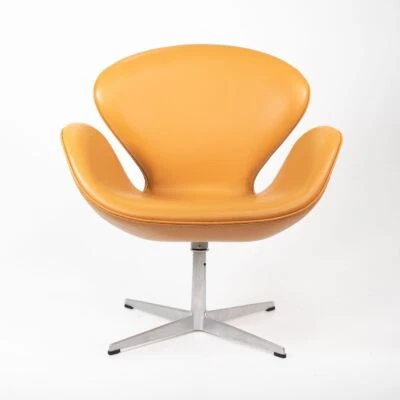 1970 Arne Jacobson for Fritz Hansen of Denmark Swan Chair in New Cognac Leather - Image 1 of 4