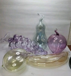 Soffieria Parise Italy Art Glass Hand Blown Fruit Lot Of 5 with Original Labels - Picture 1 of 16