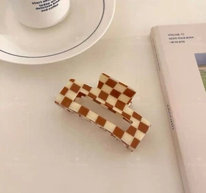 Checkered Hair Claw Clip Large Hair Claw Clips For Thick Hair (10CM) - Picture 1 of 17