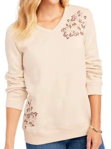 BLAIR EMBELLISHED V-NECK PULLOVER SWEATSHIRT FLEECE TOP WMNS PLUS SIZE 3X *NIP!* - Picture 1 of 5