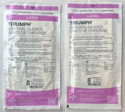10 pares de luvas TRIUMPH estéreis látex sem pó TAMANHO 8 + 8,5 - Imagem 1 de 4