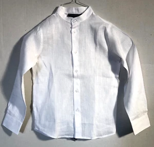 DAL LAGO WHITE LINEN L/S HIGH NECKTUCK IN DRESS SHIRT SZ.6 BOYS - Picture 1 of 2
