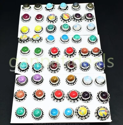 Lote al por mayor de tapas de piedras preciosas de opalita y mezcla joyas enchapadas en plata de ley 925 Foto 1 de 4