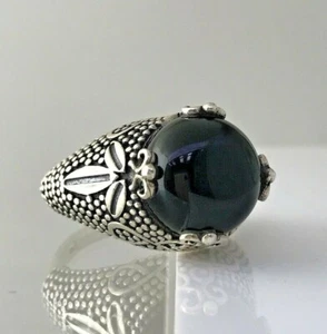 Black Onyx Statement Signet Ring Sterling Silver  for Energy Sz 8 - Picture 1 of 8