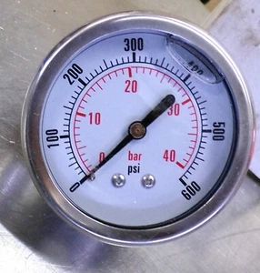 2-1/2" Pressure Gauge Stainless Steel Case Liquid Filled Back Mnt 0-600 PSI New - Picture 1 of 7