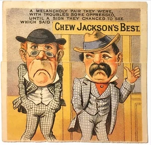 Tarjeta victoriana mecánica Jackson's Best Chewing Tobacco de la década de 1880 C.A Jackson & Co - Imagen 1 de 4