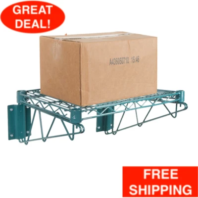 Estante de alambre epoxi verde de montaje en pared de 14" x 24" olla comercial para restaurante NSF Foto 1 de 4