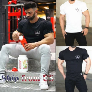 Gym Workout Training T-Shirt Bodybuilding Muscle Shaper Sport Fitness Active Tee - Picture 1 of 11