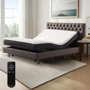 Queen Size Adjustable Bed Frame with Incline, Wireless Remote, Black - Picture 1 of 10