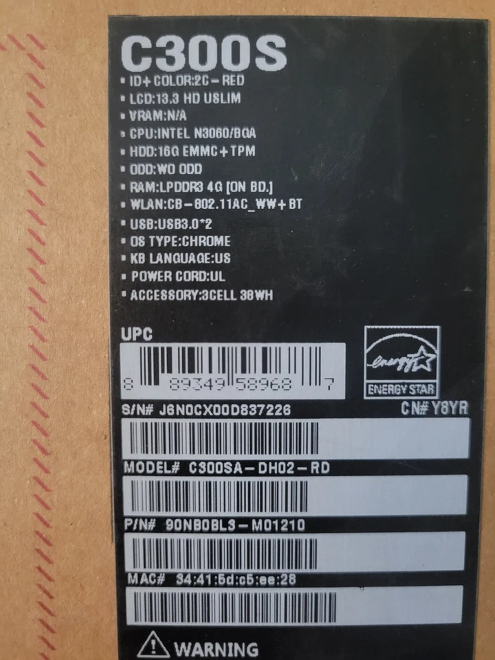 ASUS Chromebook Laptop C300SA-DH02-RD 4GB RAM - 16GB SSD-13.3" BRAND NEW - Image 1 of 1