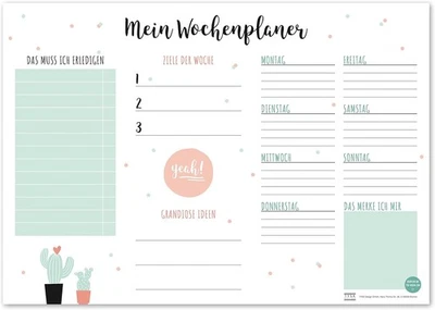 TYSK Design Schreibtischunterlage Kaktus (Design wählbar) Tischunterlage aus  - Bild 1 von 3