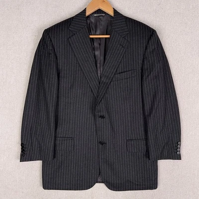 CANALI Wool Flannel Charcoal Pintripe Blazer Suit Jacket 40S Full Canvas Italy - Image 1 of 4