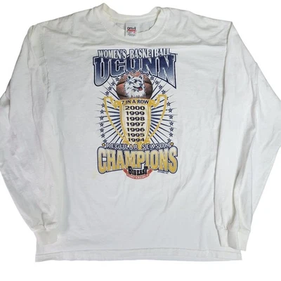 UConn Women's Basketball 7X Champions Anvil Long Sleeve T-Shirt XL White - Image 1 of 4