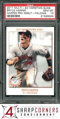 2011 MULTI-AD HAGERSTOWN SUNS BRYCE HARPER PRO DEBUT FIELDING RC PSA 10 - Image 1 of 4