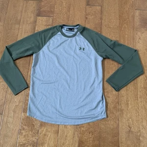 Under Armour Shirt Men's M Gray Green Loose Pullover Long Sleeve - Picture 1 of 9