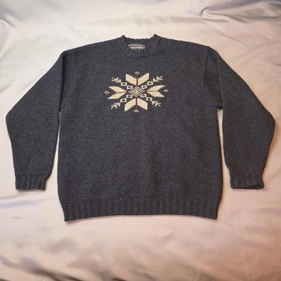 Abercrombie & Fitch Knit Sweater Men Lg Wool Snowflake Crewneck Pullover Winter - Image 1 of 4