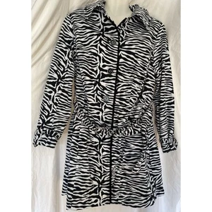 Lane Bryant Trench Coat Women’s Plus 14/16W 3/4 Sleeve Zebra Print Pattern Work - Picture 1 of 9