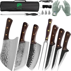 12pcs Chef/Butcher Fish Knife Set, High Carbon Steel Hand Forged Boning bbq K... - Picture 1 of 7