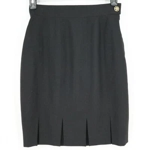 Laurel Escada Skirt Womens 8 US 38 EU Black Wool Blend Lined Kick Pleats Zip - Picture 1 of 8