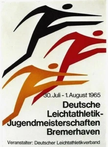 Poster originale d'epoca CAMPIONI GIOVANILI ATLETICA TEDESCA 1965 - Foto 1 di 1