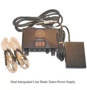 Dual LCD Machine Integrated Tattoo Power Supply 2 Clip Cord 1 Black Foot Pedal - Picture 1 of 5